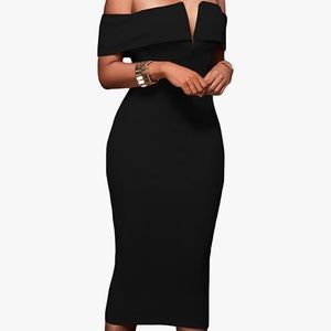 Off the shoulder fitted black dress-NEVER WORN!